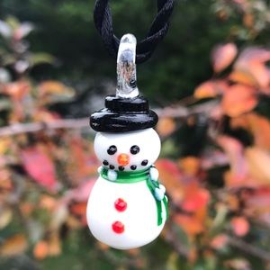 Snowman ⛄️ Blown Glass Necklace